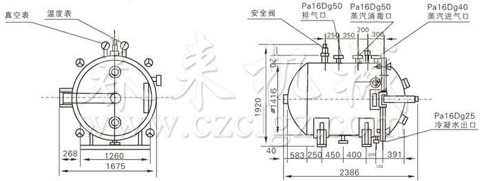 圓形靜態真空干燥機結構示意圖 圓形靜態真空干燥機結構示意圖